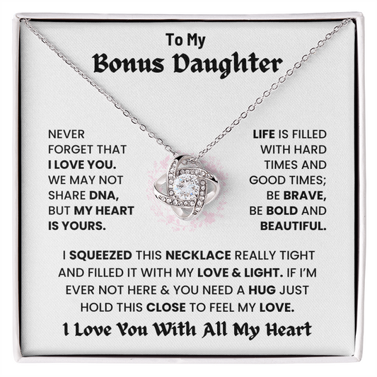 To My Bonus Daughter, I Love You With All My Heart necklace.