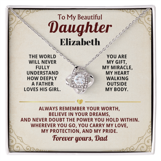 To My Beautiful Daughter Personalized Name Necklace from Dad.