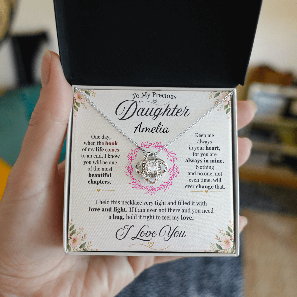 To My Precious Daughter Personalized Name Necklace Set.