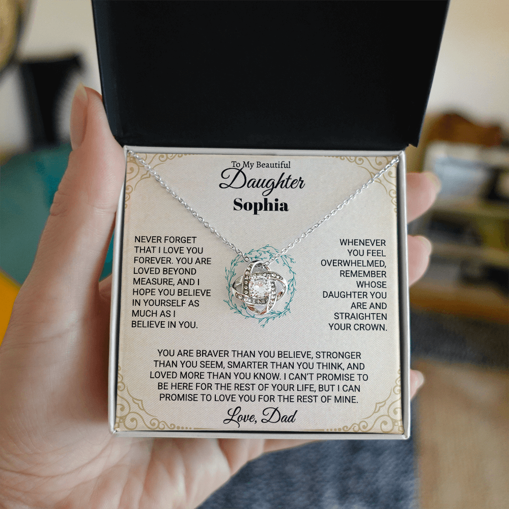 To My Beautiful Daughter Personalized Name Necklace Set.