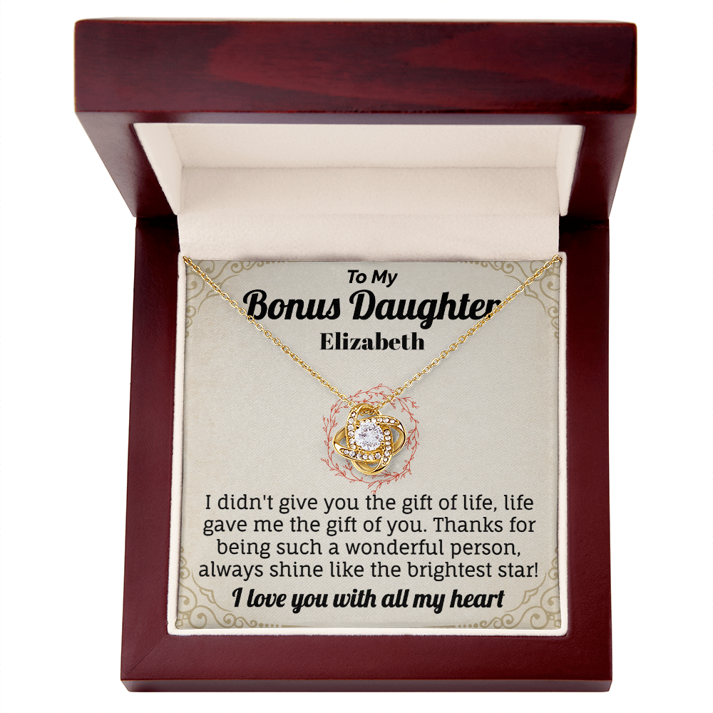 To My Bonus Daughter I Love You With All My Heart Personalized Necklace.