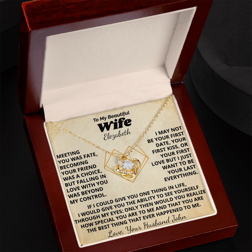 To My Beautiful Wife Personalized Name and Signature Necklace.