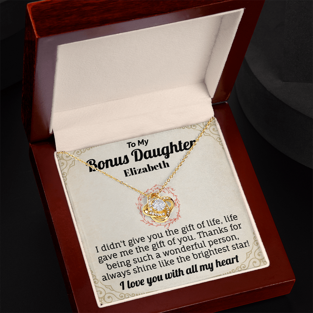 To My Bonus Daughter I Love You With All My Heart Personalized Necklace.