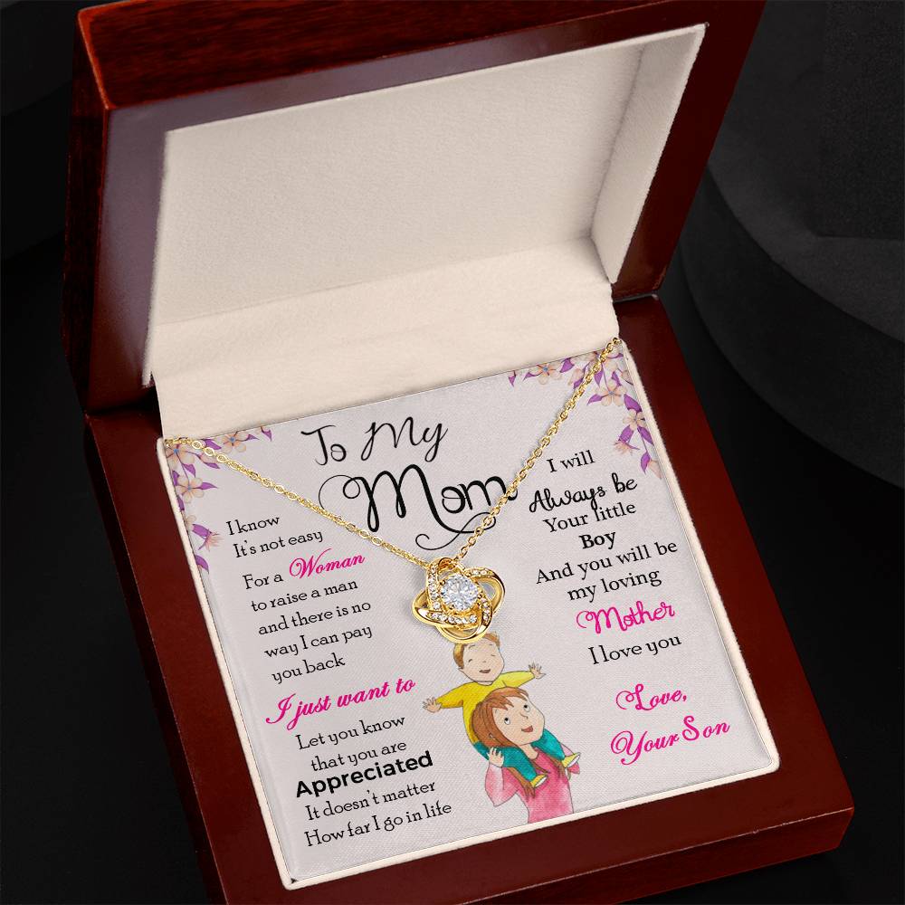 To My Mom, I Will Always Be Your Little Boy - Love Knot Necklace