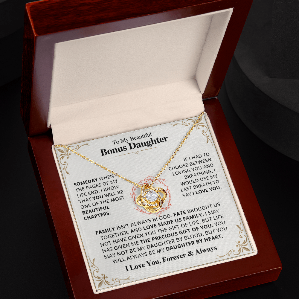 To My Bonus Daughter Necklace Set.