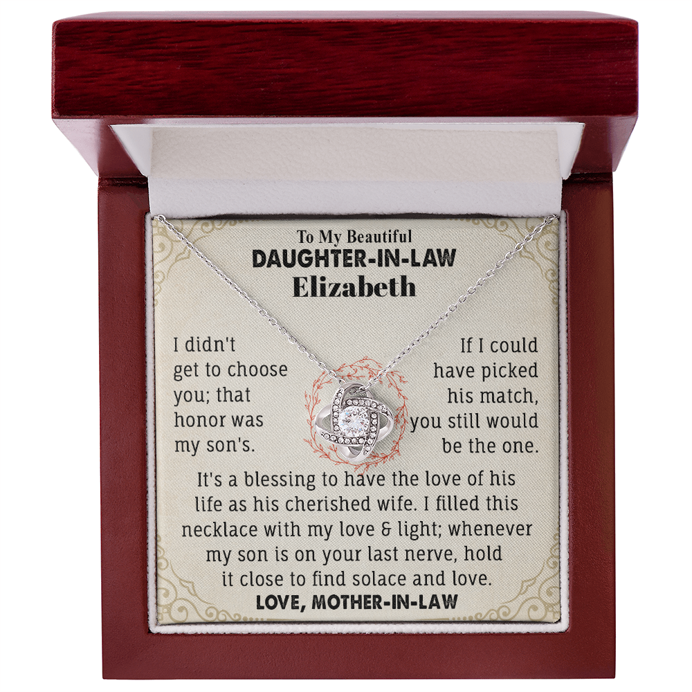 To My Beautiful Daughter-In-Law Personalized Name Necklace.
