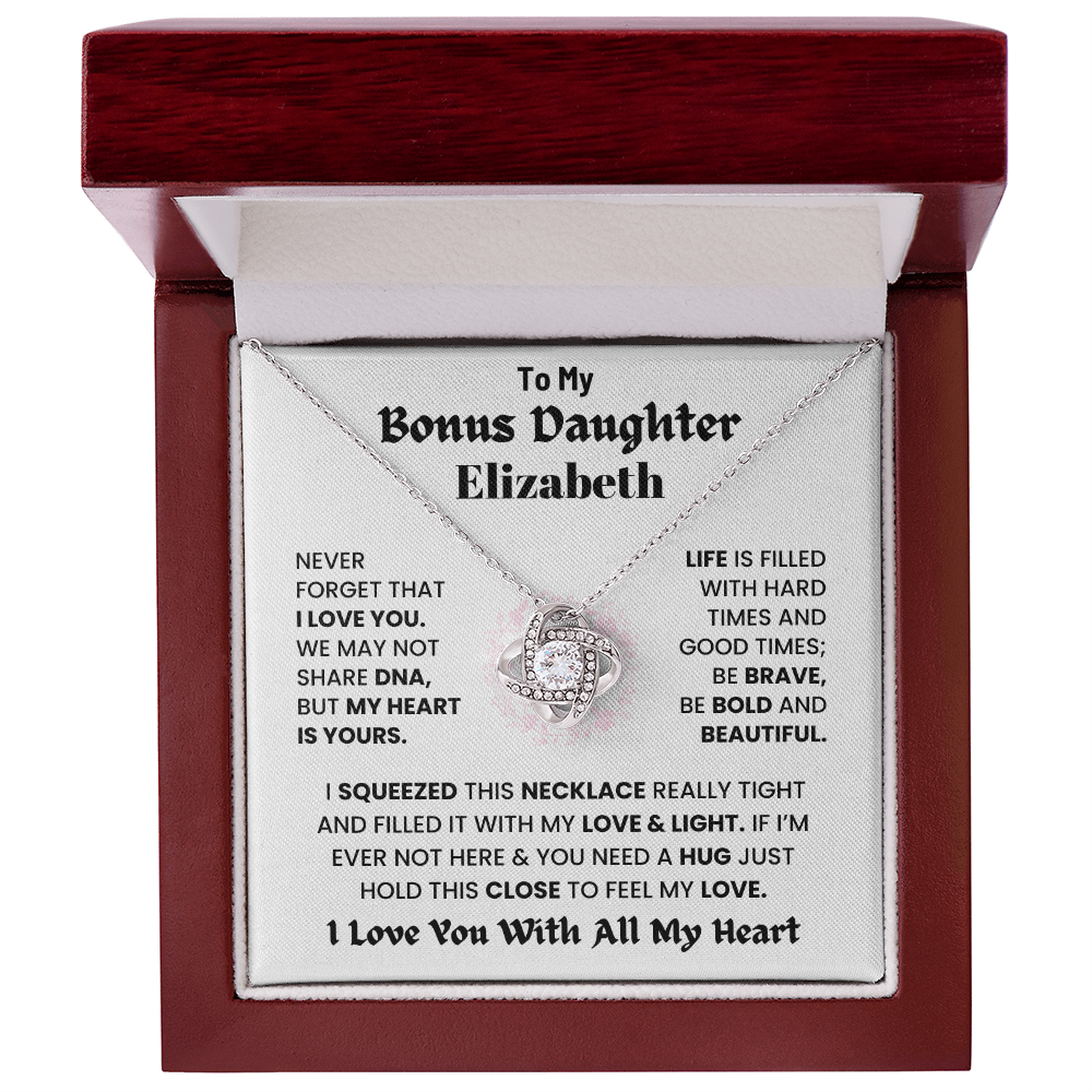 To My Bonus Daughter, I Love You With All My Heart necklace.