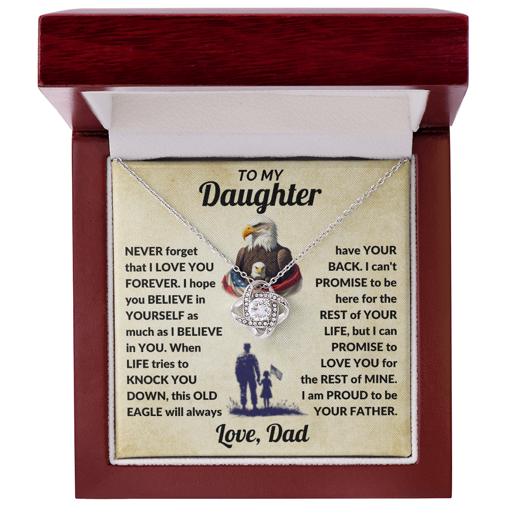 To My Daughter, This OLD EAGLE Will Always Have Your Back Necklace.