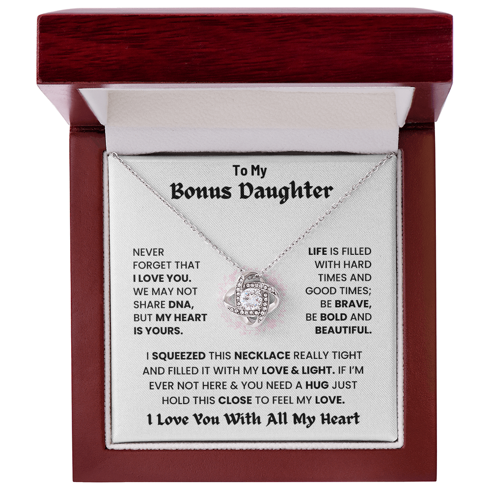 To My Bonus Daughter, I Love You With All My Heart necklace.