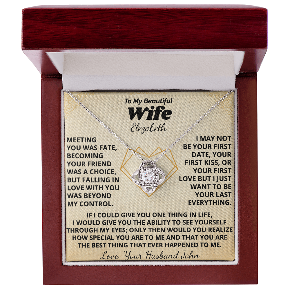 To My Beautiful Wife Personalized Name and Signature Necklace.