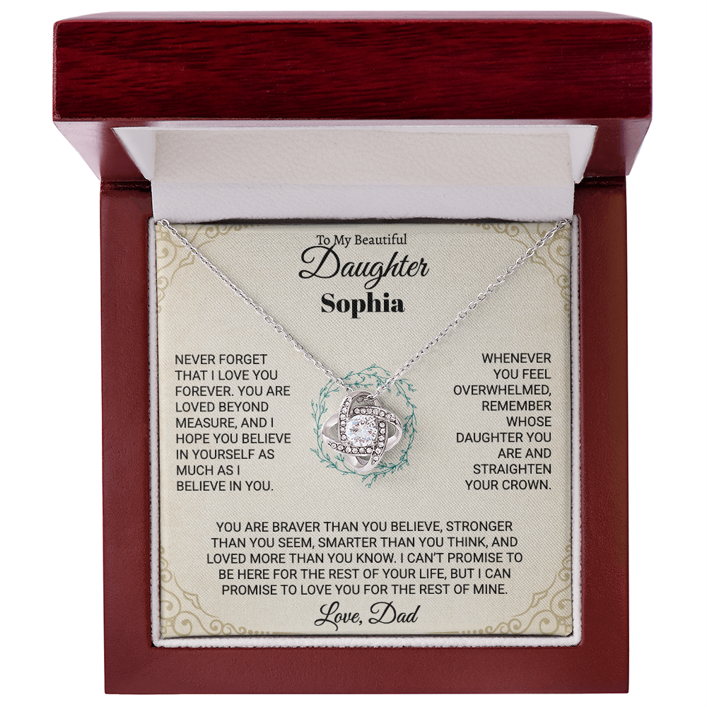 To My Beautiful Daughter Personalized Name Necklace Set.
