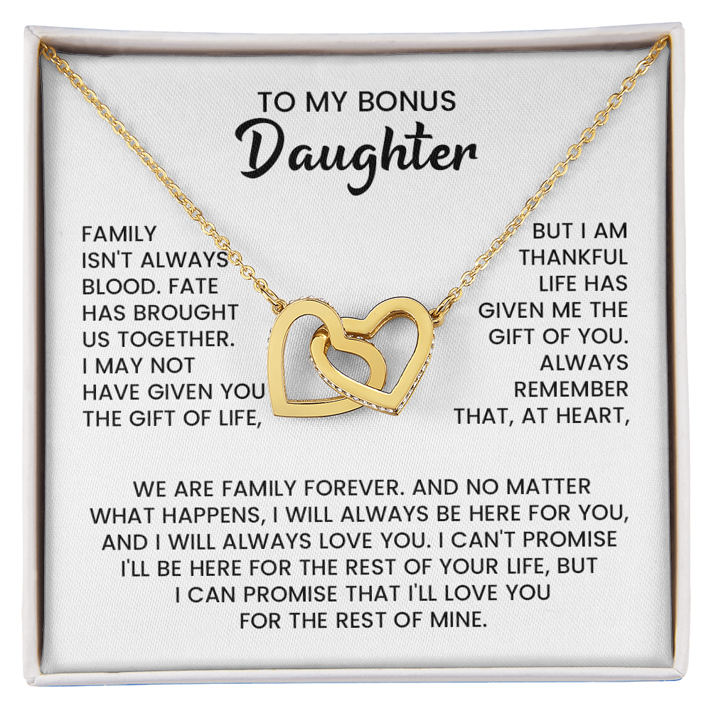 To My Bonus Daughter Interlocking Hearts Necklace.