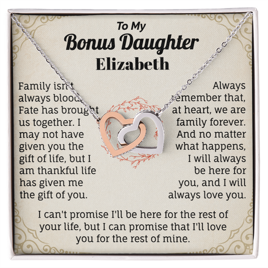 To My Bonus Daughter Personalized Name Necklace.