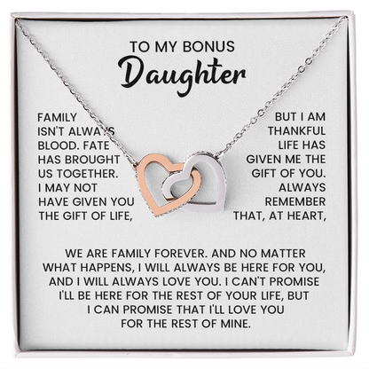 To My Bonus Daughter Interlocking Hearts Necklace.