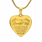 To My Beautiful Wife Personalized Engraved Heart Necklace.
