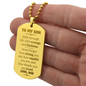 To My Son Engraved Dog Tag Necklace.
