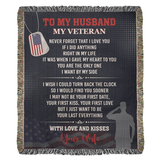 To My Veteran Heirloom Artwork Woven Blanket.