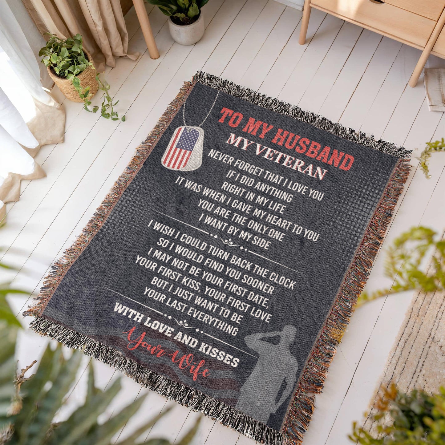 To My Veteran Heirloom Artwork Woven Blanket.