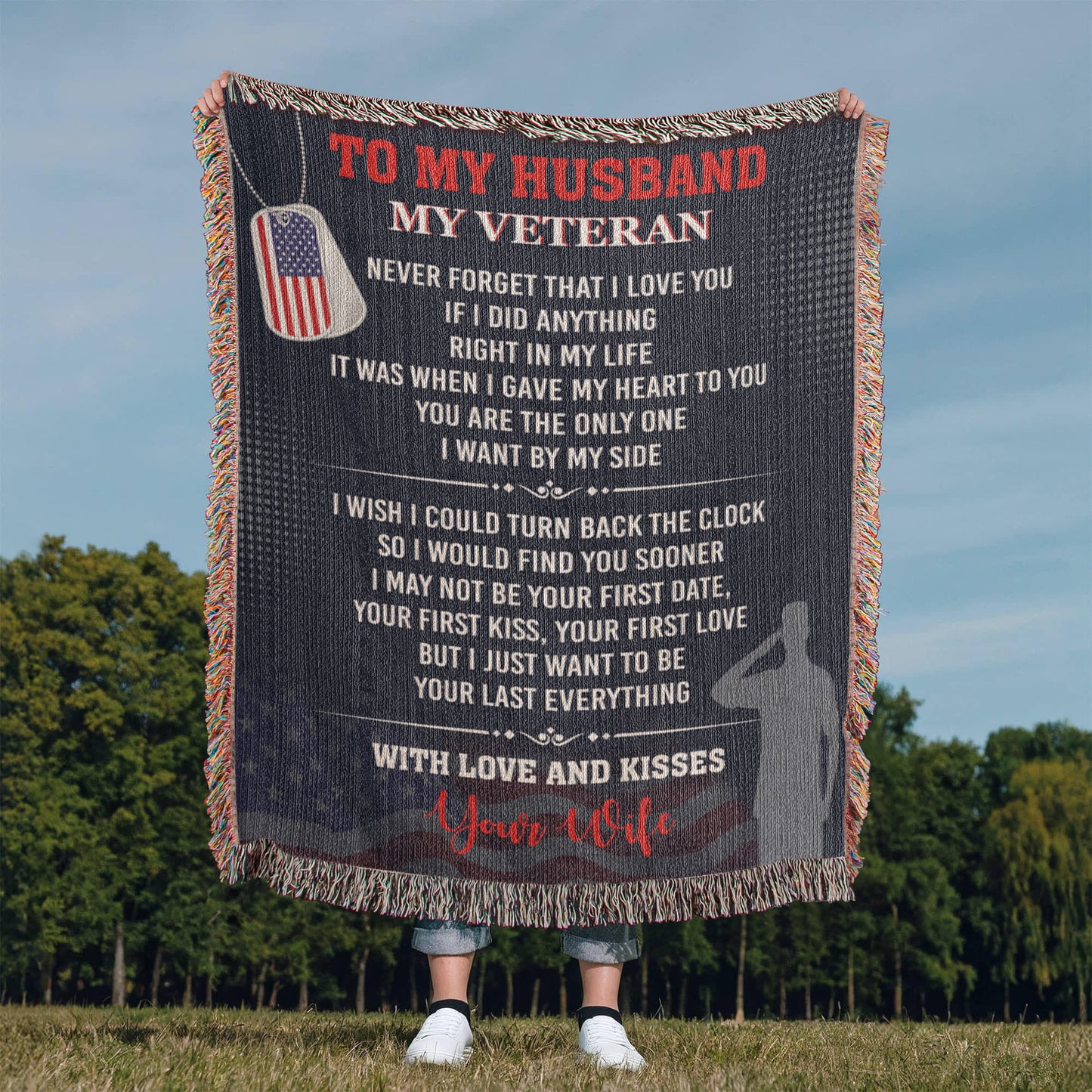 To My Veteran Heirloom Artwork Woven Blanket.