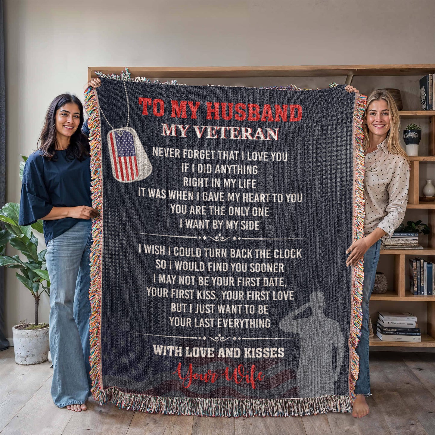 To My Veteran Heirloom Artwork Woven Blanket.
