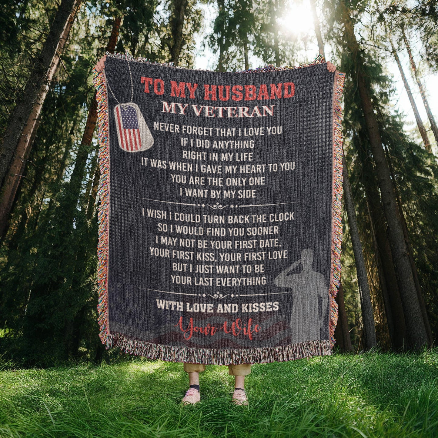 To My Veteran Heirloom Artwork Woven Blanket.