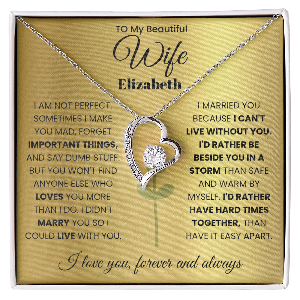 To My Beautiful Wife Personalized Name Necklace.