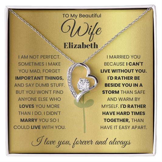 To My Beautiful Wife Personalized Name Necklace.