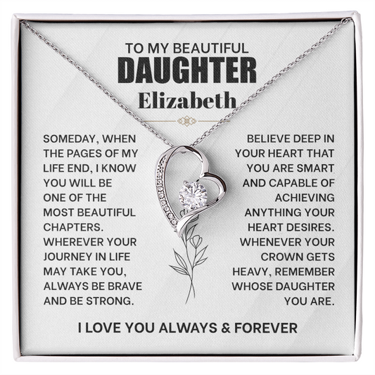To My Beautiful Daughter Personalized Forever Love Necklace.