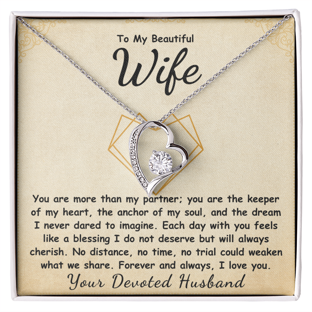 To My Beautiful Wife Forever Love Necklace.