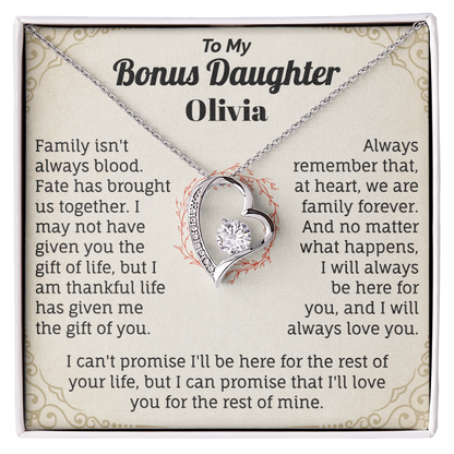 To My Bonus Daughter Personalized Name Necklace.