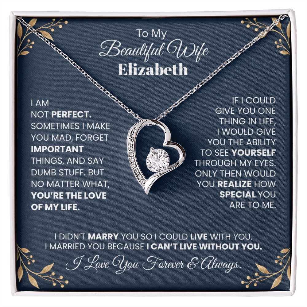 To My Beautiful Wife Personalized Name Necklace.