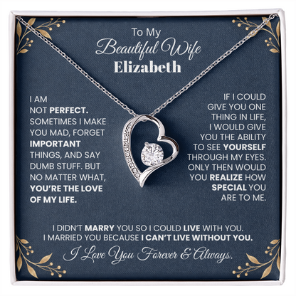 To My Beautiful Wife Personalized Name Necklace.