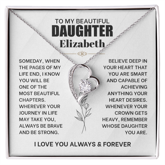 To My Beautiful Daughter Personalized Forever Love Necklace.