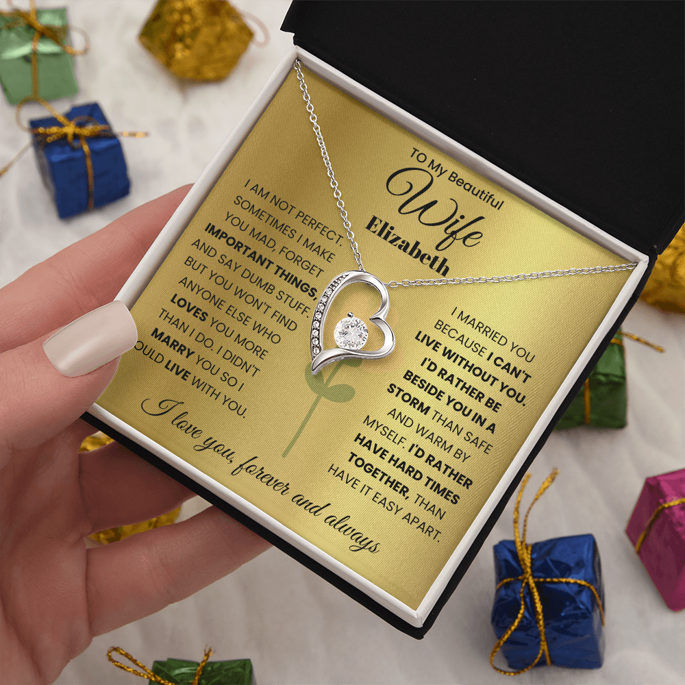To My Beautiful Wife Personalized Name Necklace.