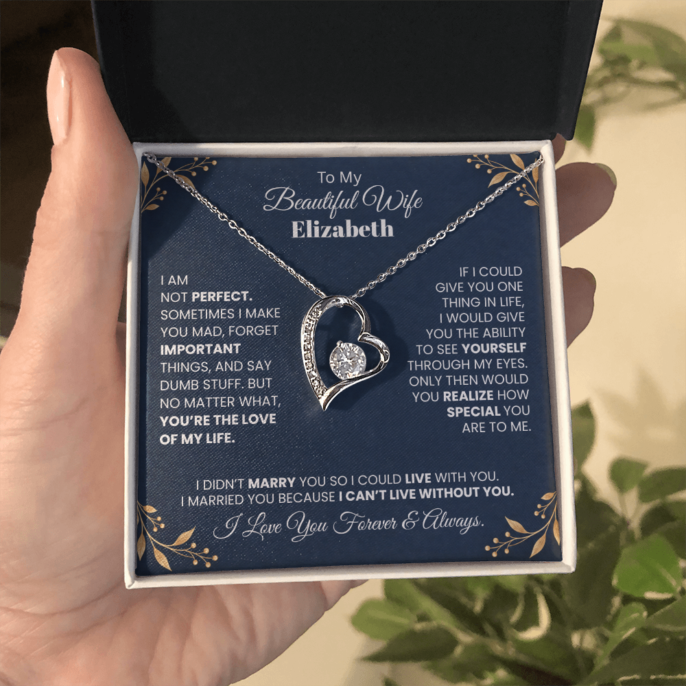 To My Beautiful Wife Personalized Name Necklace.