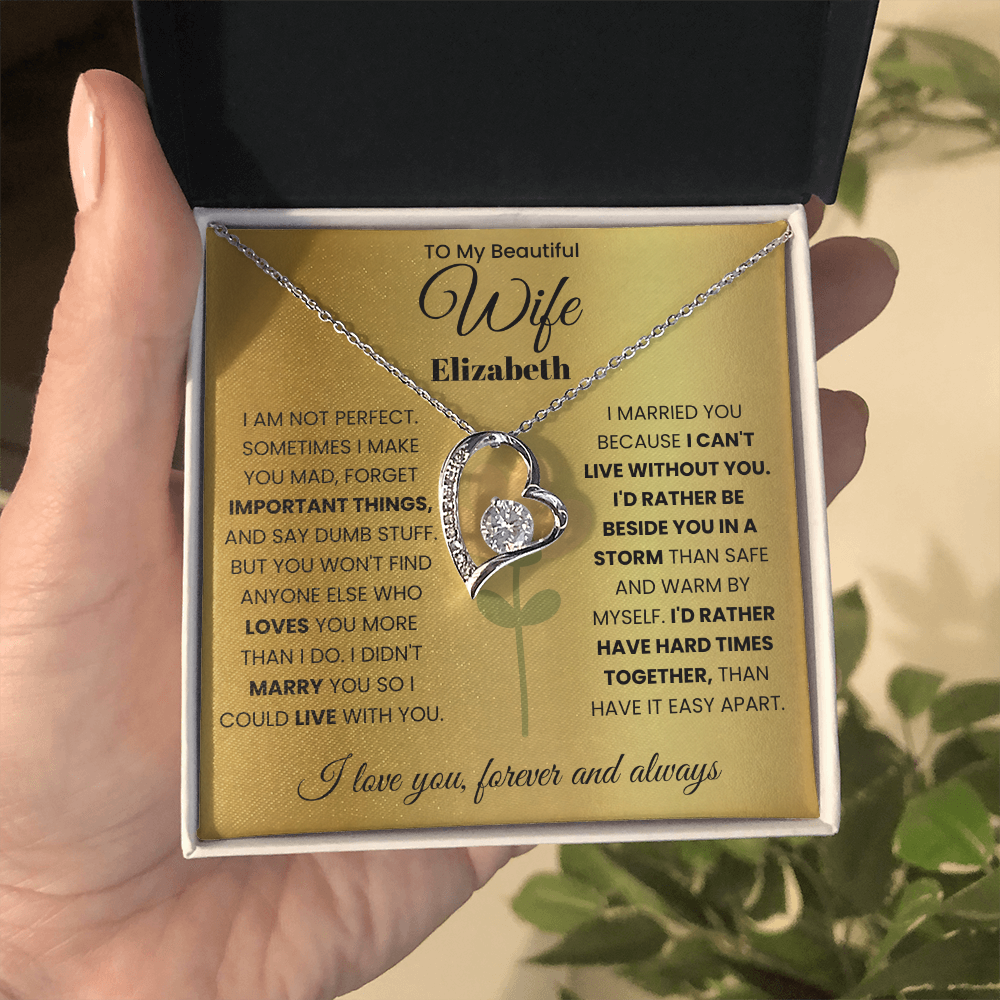 To My Beautiful Wife Personalized Name Necklace.