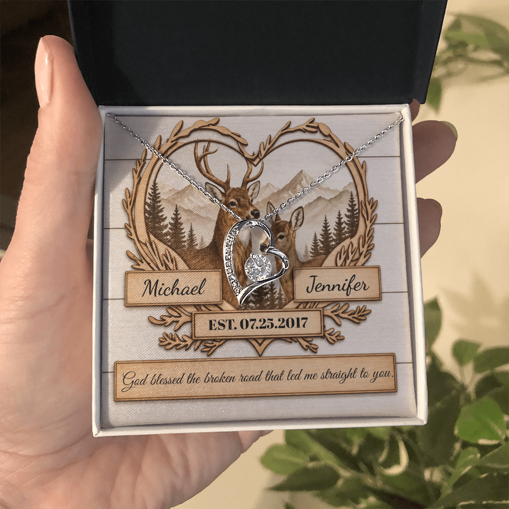 "God Bless The Broken Road," Personalized Forever Love Necklace.