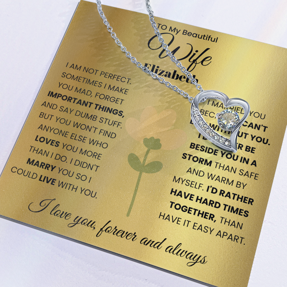 To My Beautiful Wife Personalized Name Necklace.