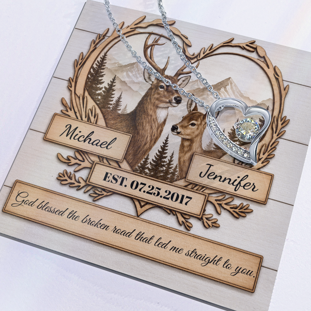 "God Bless The Broken Road," Personalized Forever Love Necklace.