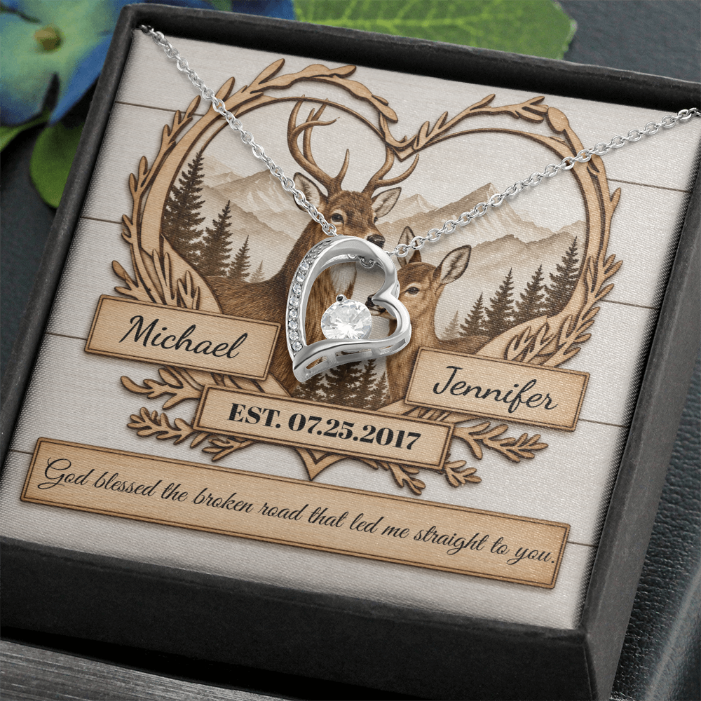 "God Bless The Broken Road," Personalized Forever Love Necklace.