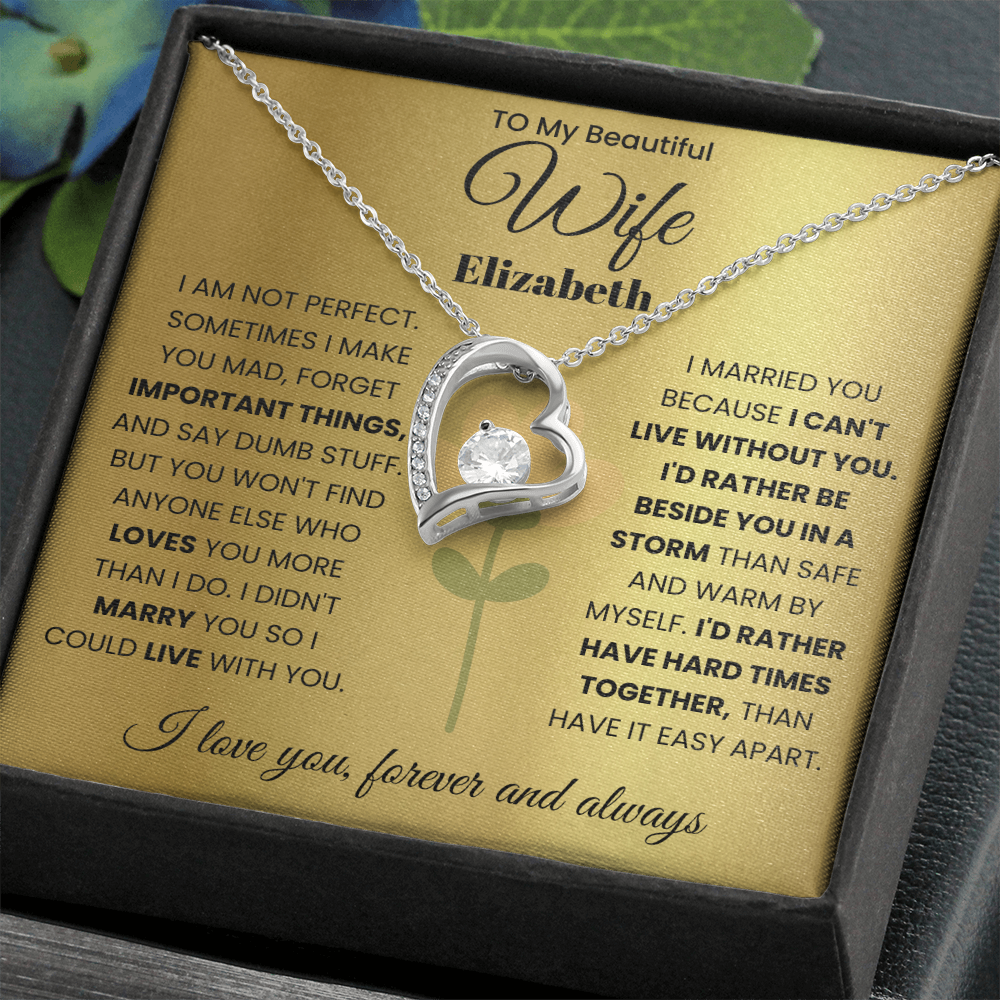 To My Beautiful Wife Personalized Name Necklace.