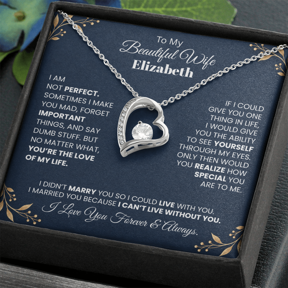 To My Beautiful Wife Personalized Name Necklace.