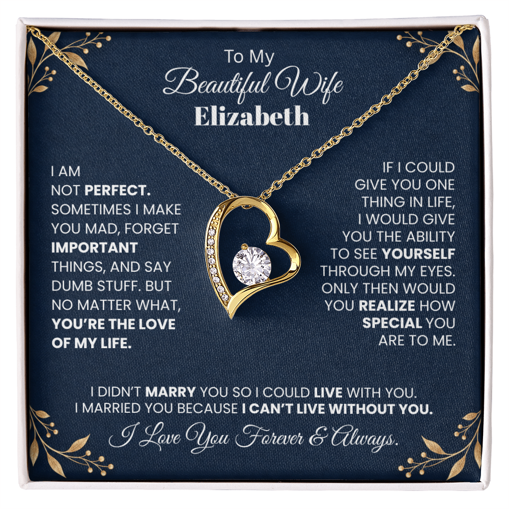 To My Beautiful Wife Personalized Name Necklace.