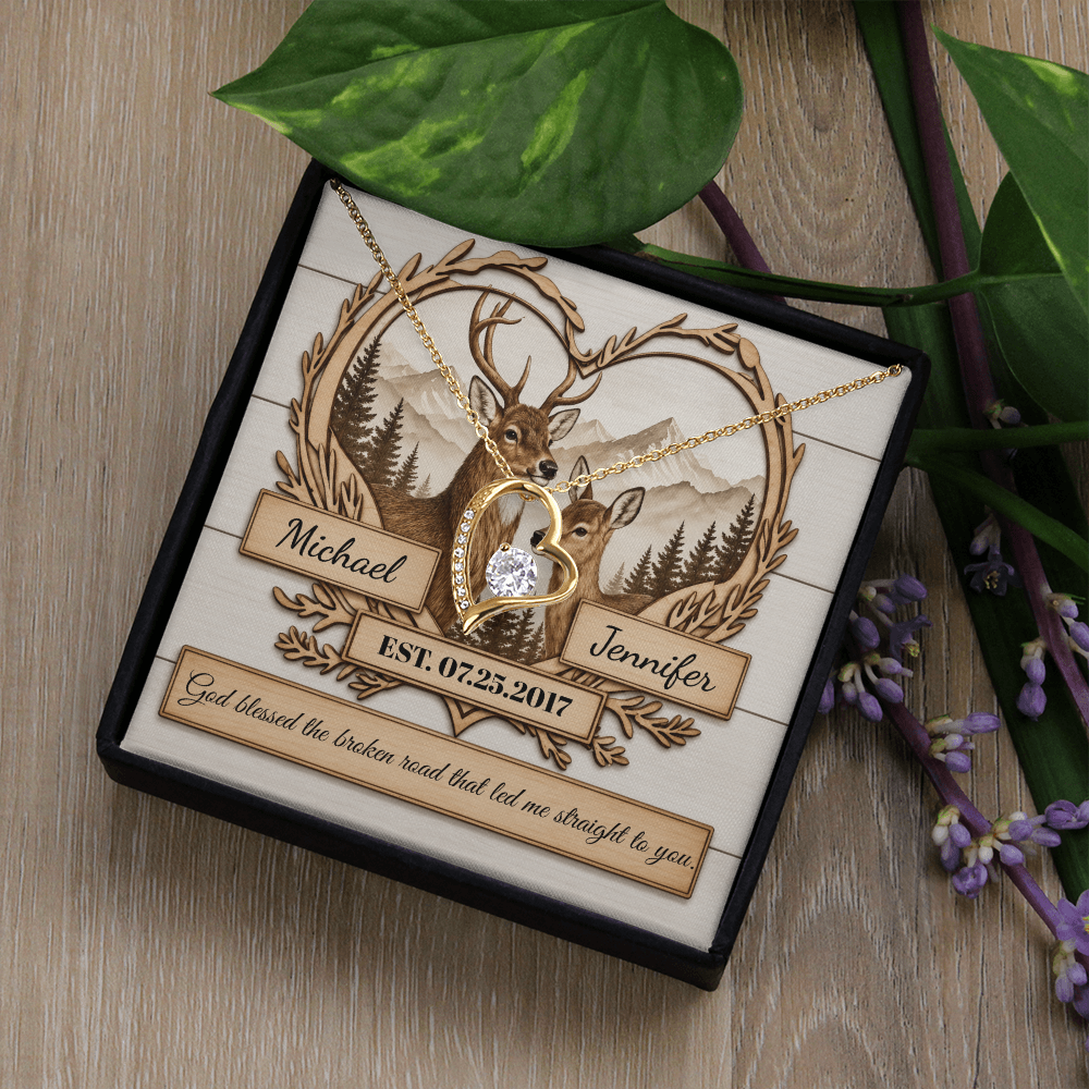"God Bless The Broken Road," Personalized Forever Love Necklace.