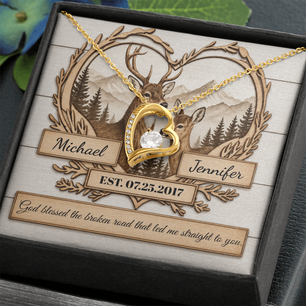 "God Bless The Broken Road," Personalized Forever Love Necklace.