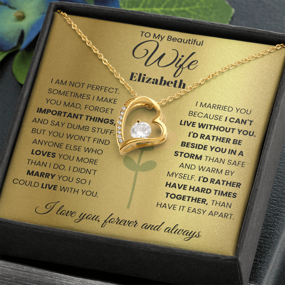 To My Beautiful Wife Personalized Name Necklace.