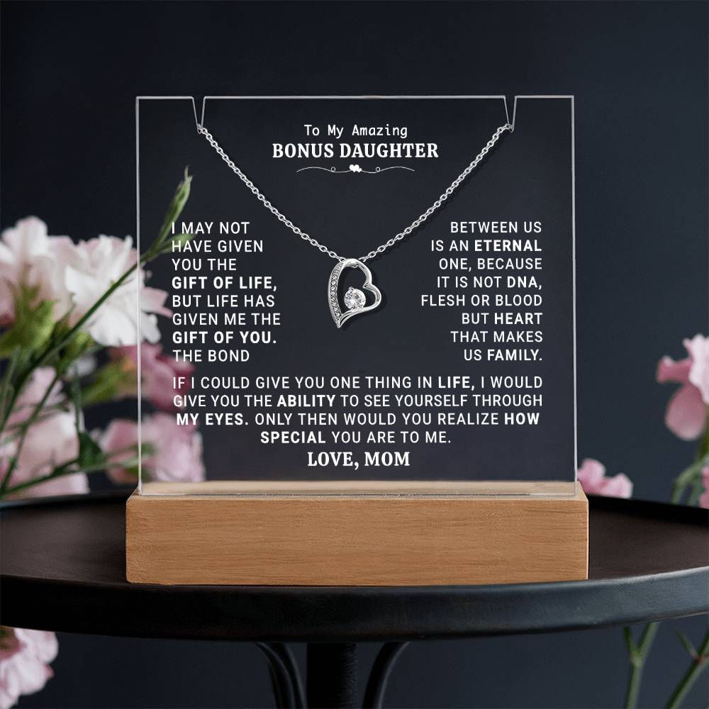 To My Bonus Daughter | HEART MAKES US FAMILY | KEEPSAKE ACRYLIC BUNDLE.