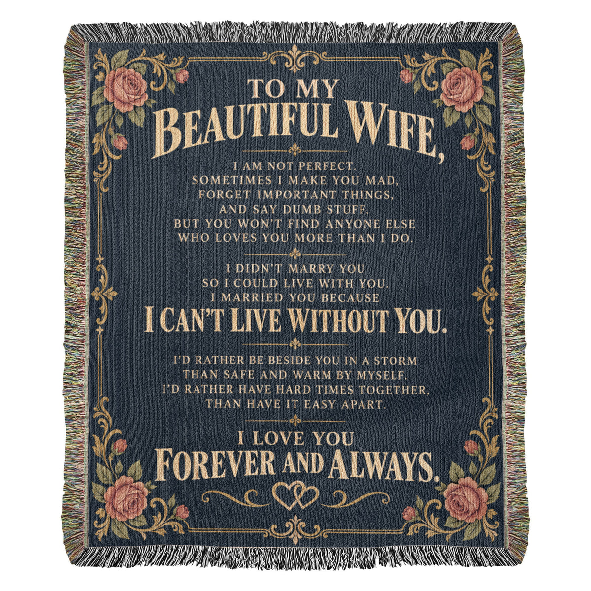 To My Beautiful Wife Heirloom Woven Blanket.