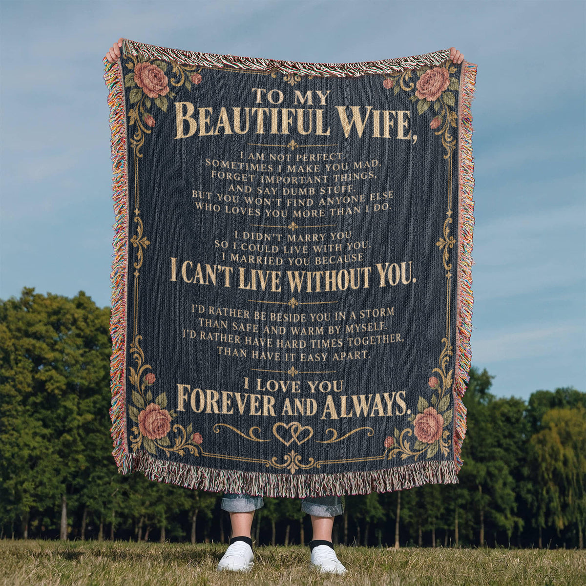 To My Beautiful Wife Heirloom Woven Blanket.