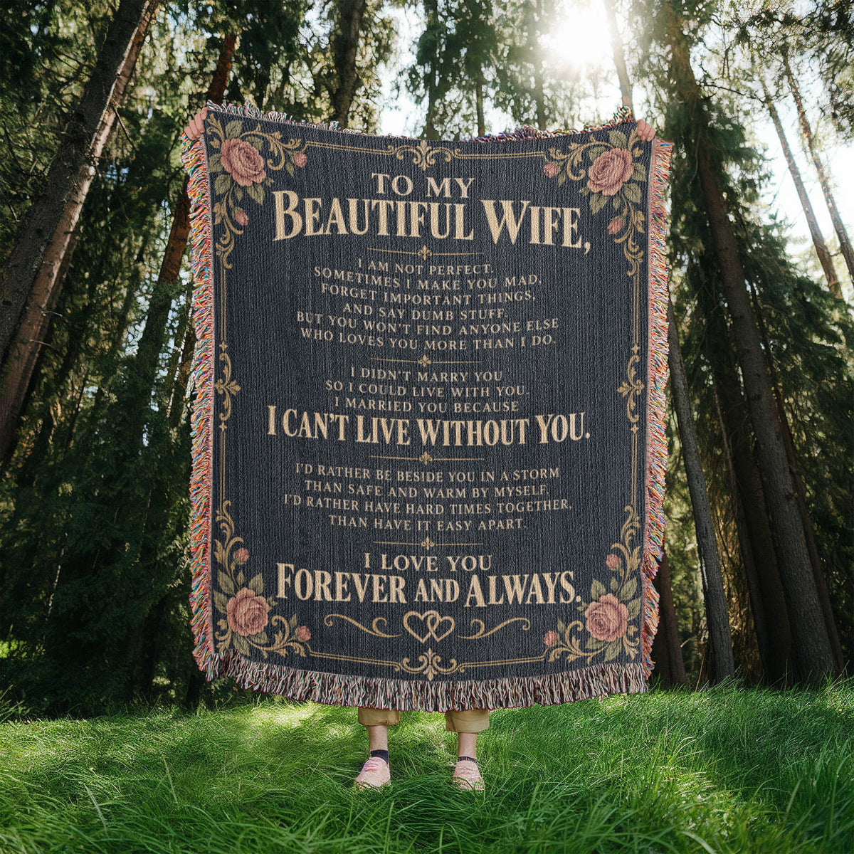 To My Beautiful Wife Heirloom Woven Blanket.